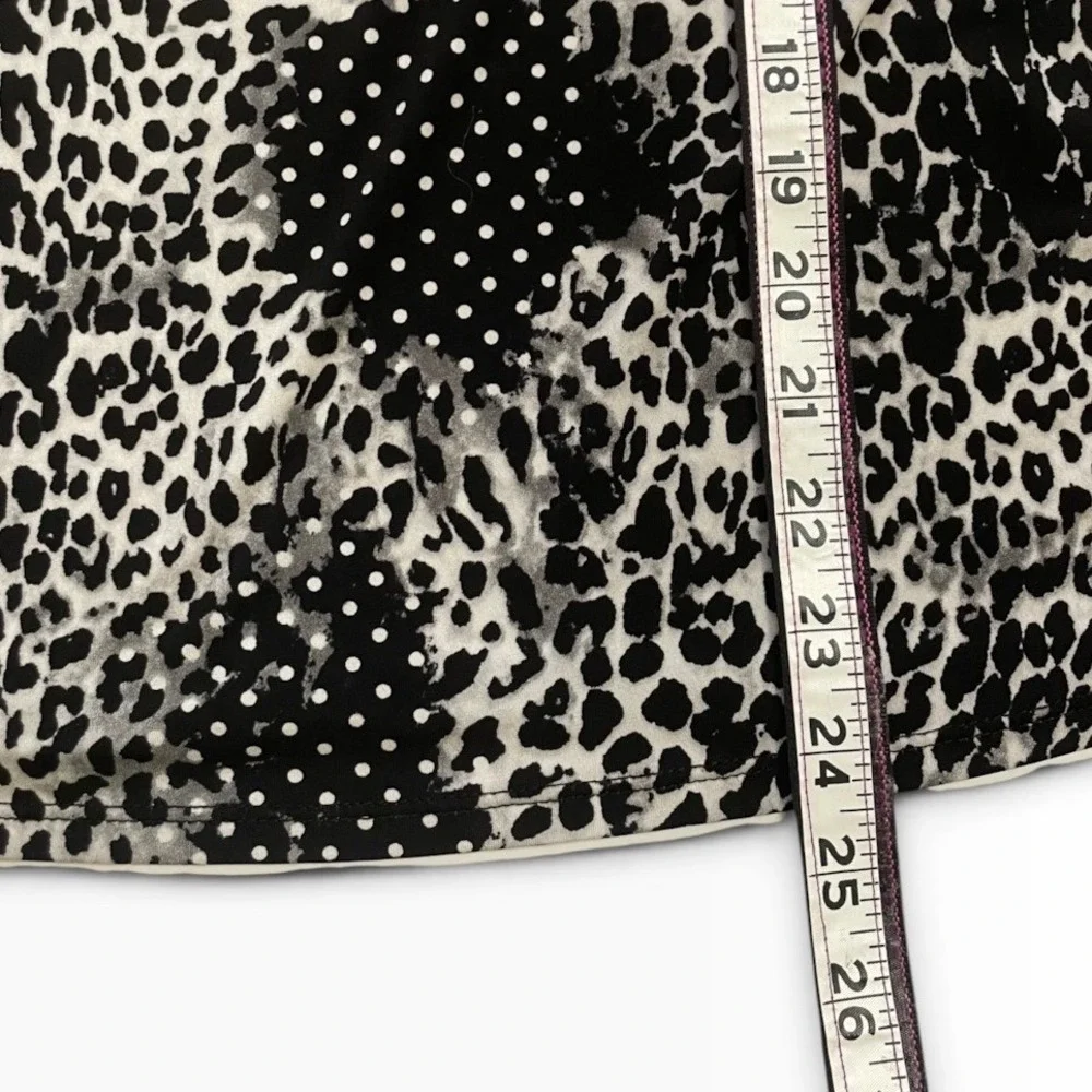 Diana Belle Mixed Print Top Women Large Black White Leopard Polka Dot